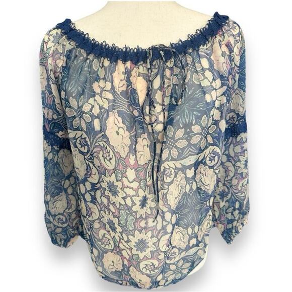 Anthropologie - Foxiedox Sheer Long Sleeve Floral Off the Shoulder Top NWT - Picture 11 of 12